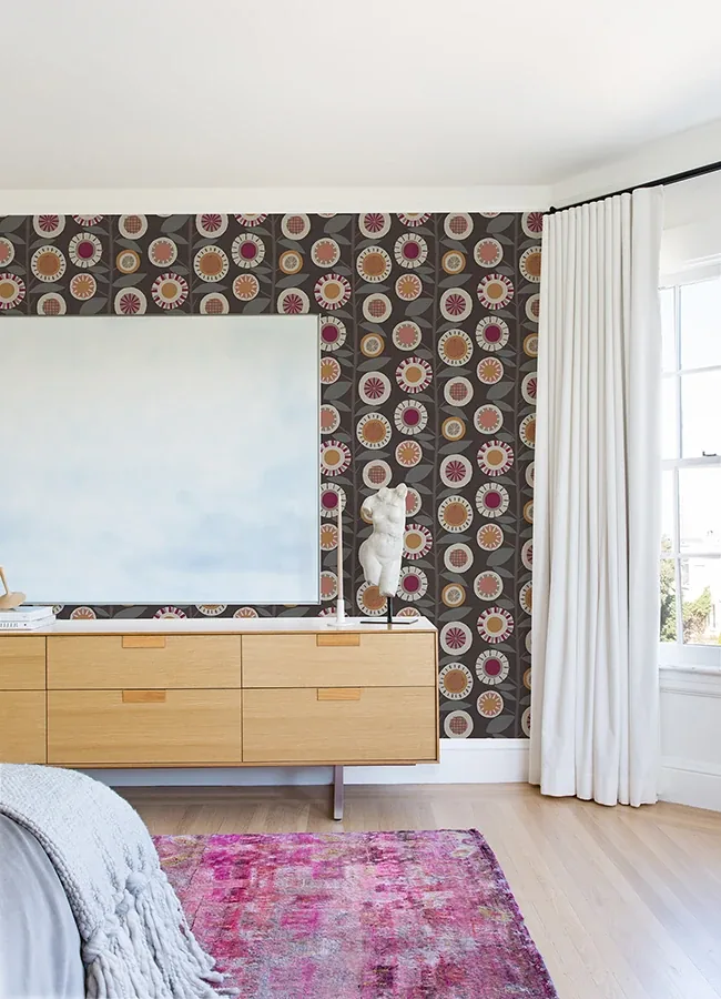 A-Street Prints Sisu Raspberry Floral Geometric Wallpaper | Wallpaper Twins A-Street Prints Sisu Raspberry Floral Geometric Wallpaper - SKU 4066-26552