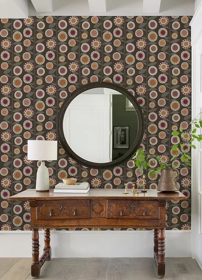 A-Street Prints Sisu Raspberry Floral Geometric Wallpaper | Wallpaper Twins A-Street Prints Sisu Raspberry Floral Geometric Wallpaper - SKU 4066-26552