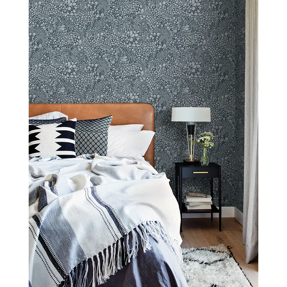 A-Street Prints Siv Dark Blue Botanical Wallpaper - SKU 2932-65129