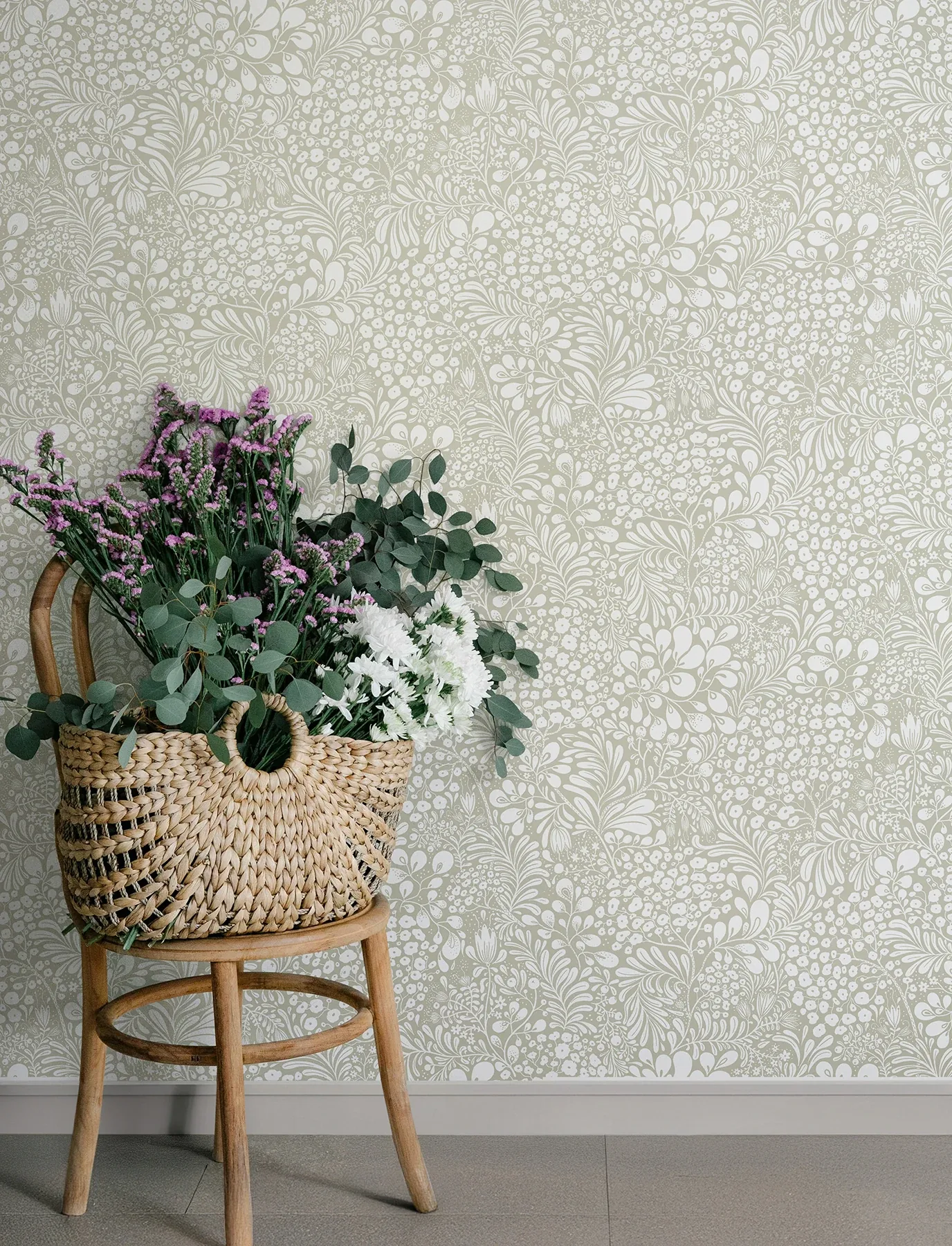 A-Street Prints Siv Dark Grey Botanical Wallpaper - SKU 4201-65131