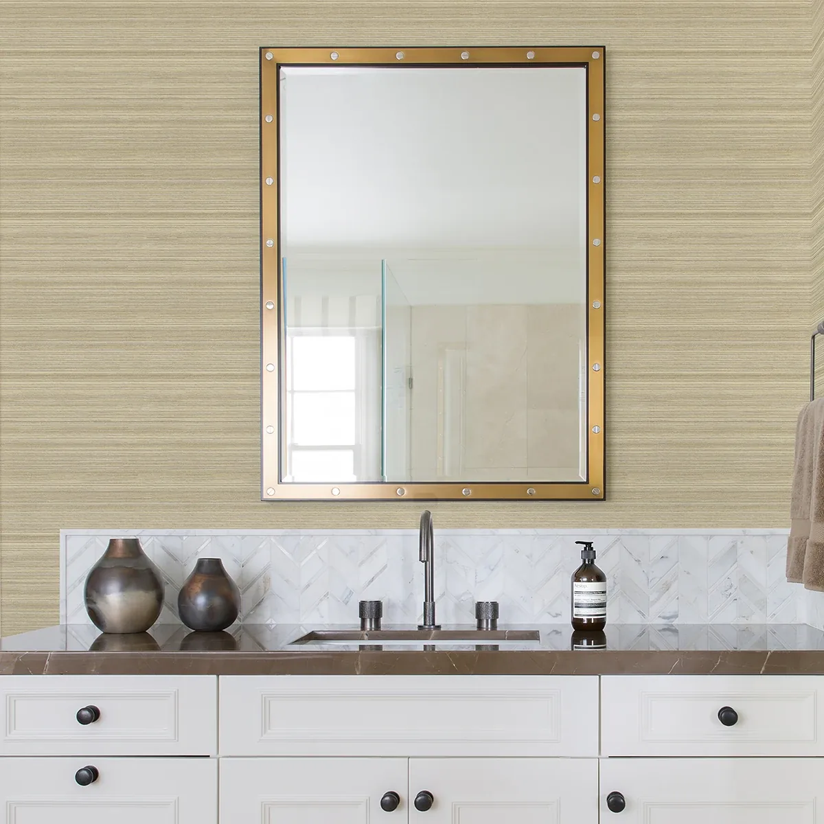 A-Street Prints Skyler Khaki Striped Wallpaper - SKU 2971-86349
