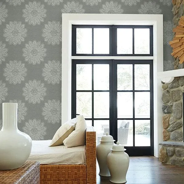 A-Street Prints Sol Slate Medallion Wallpaper - SKU 2793-24746
