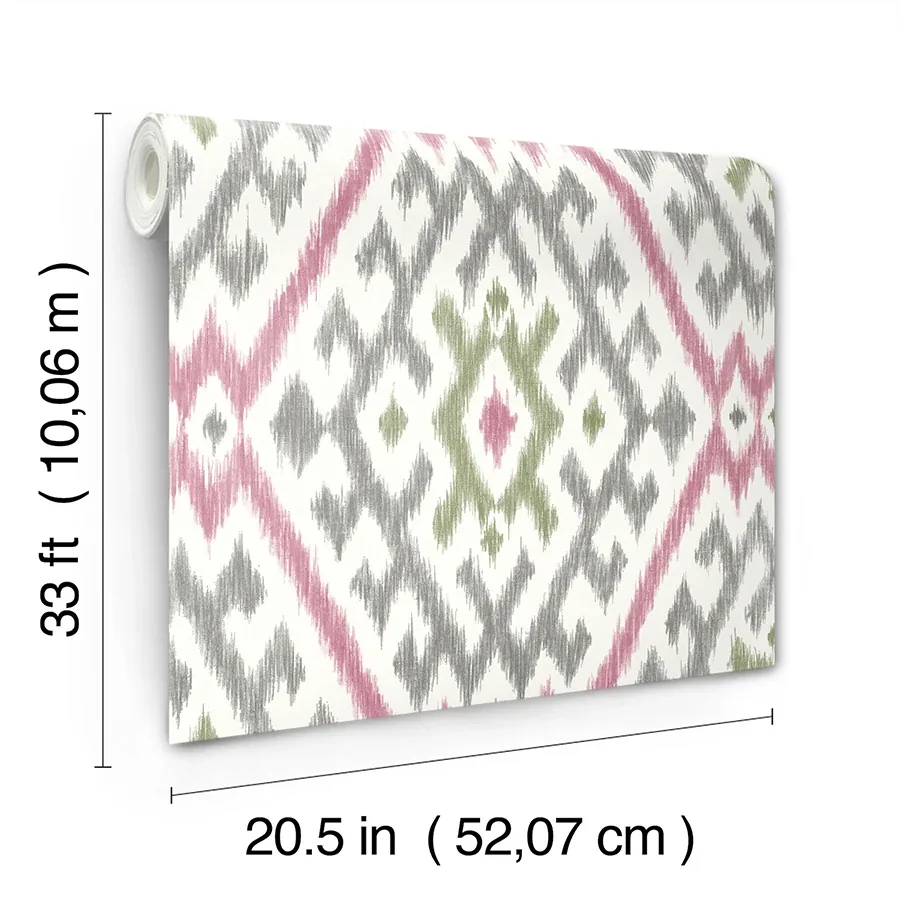 A-Street Prints Solola Fuchsia Ikat Wallpaper - SKU 4146-27237