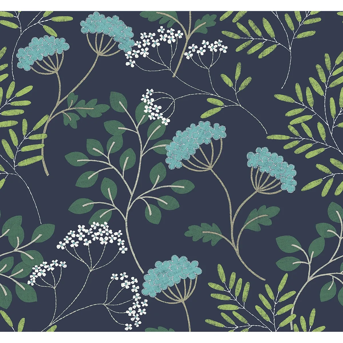 2975-87541 | Sorrel Navy Botanical Wallpaper