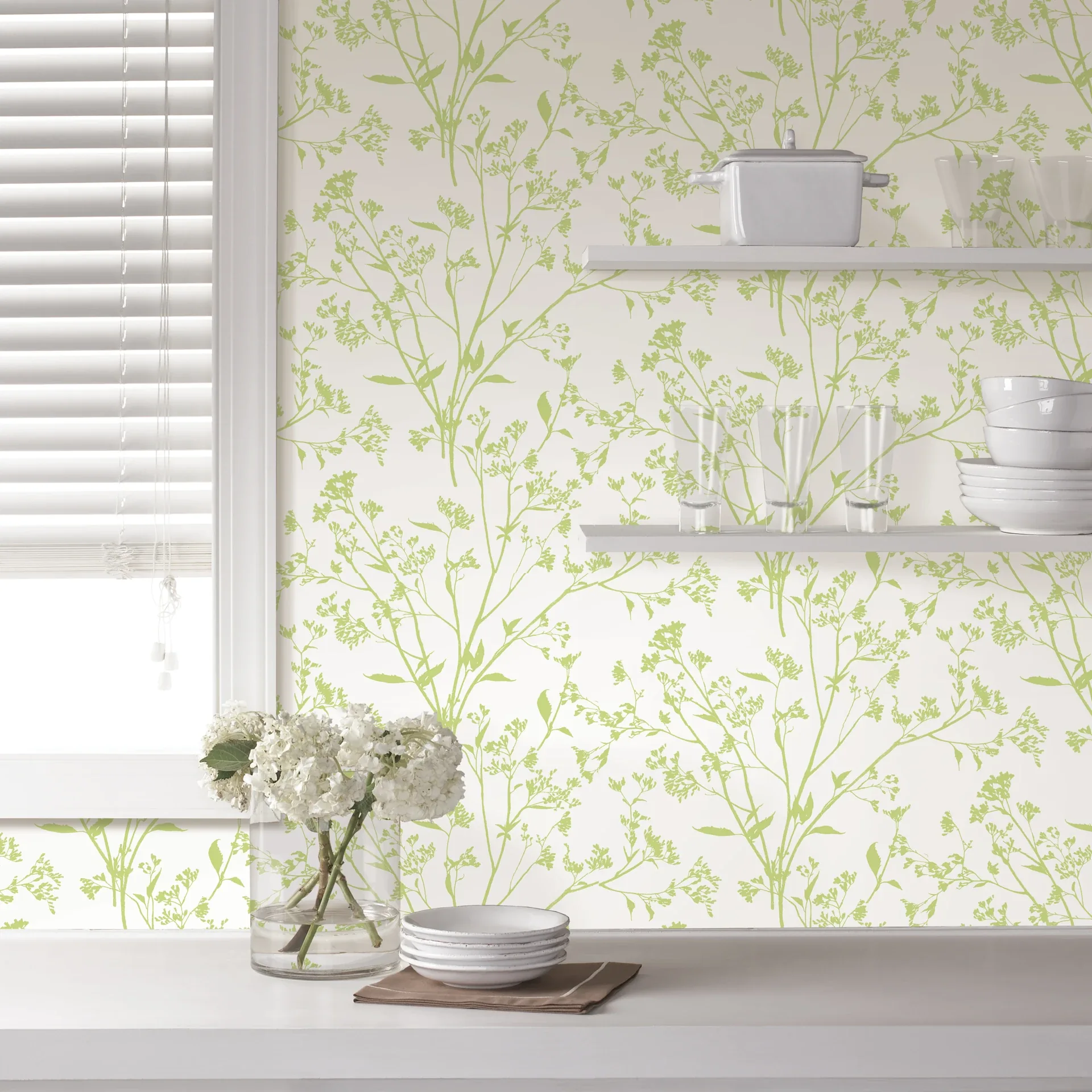 A-Street Prints Southport Chartreuse Delicate Branches Wallpaper - SKU 2927-80704