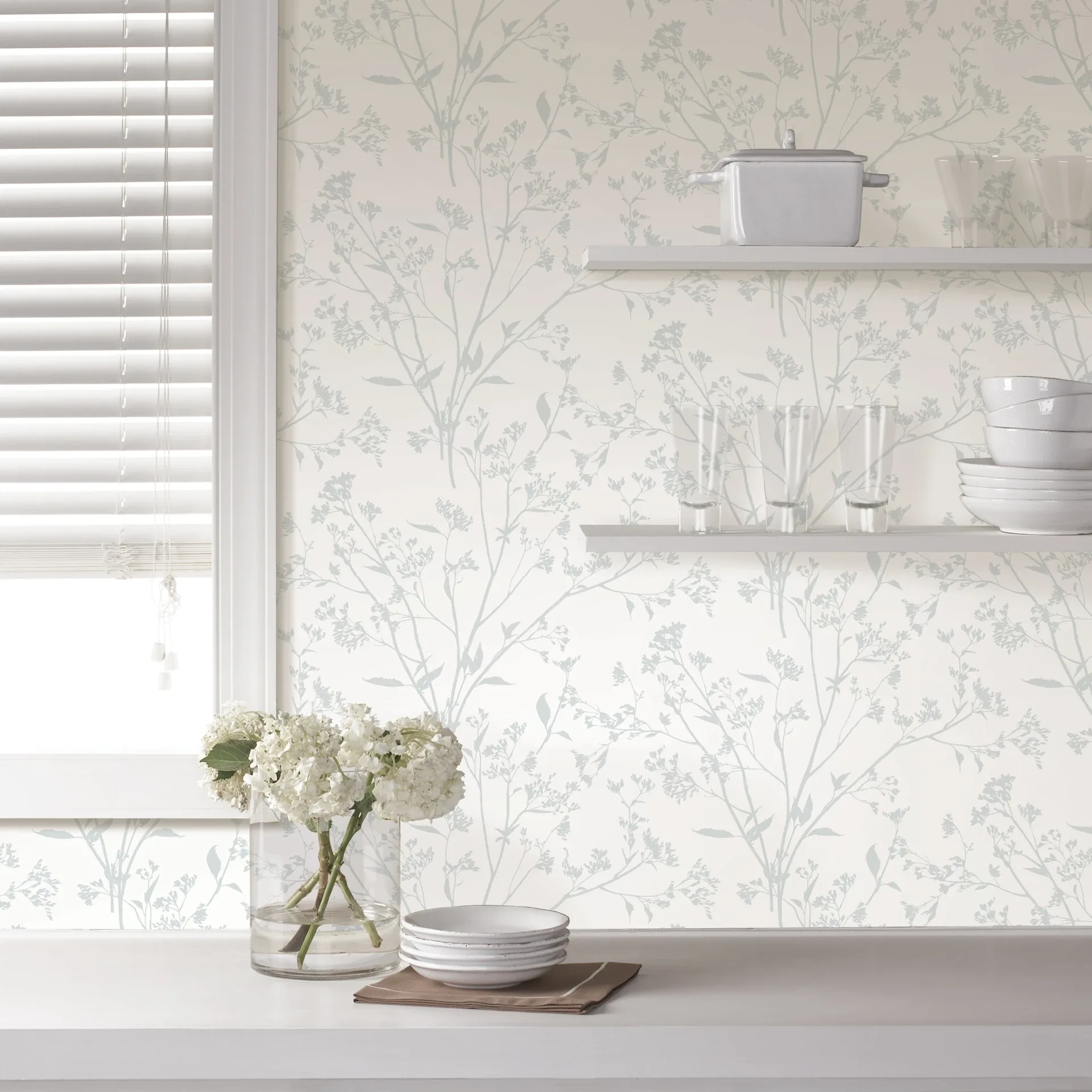 A-Street Prints Southport Light Grey Delicate Branches Wallpaper - SKU 2927-80708