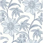 A-Street Prints Star Flower Blue Floral Trail Wallpaper - SKU 4172-27512