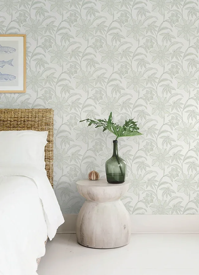 A-Street Prints Star Flower Light Green Floral Trail Wallpaper - SKU 4172-27513