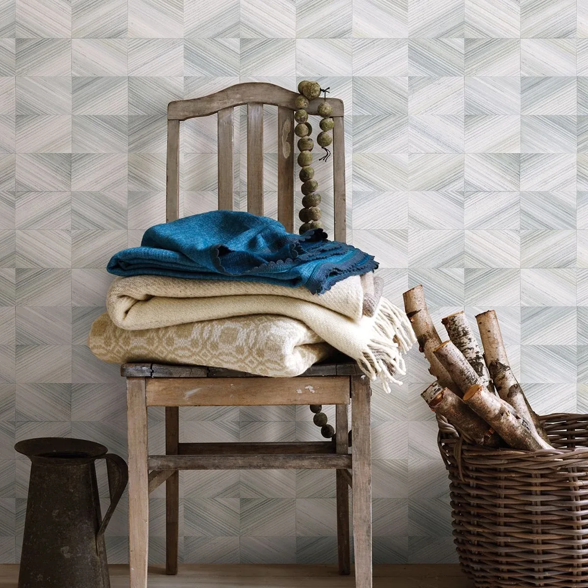 A-Street Prints Stratum Light Blue Geometric Wood Wallpaper - SKU 2922-25376