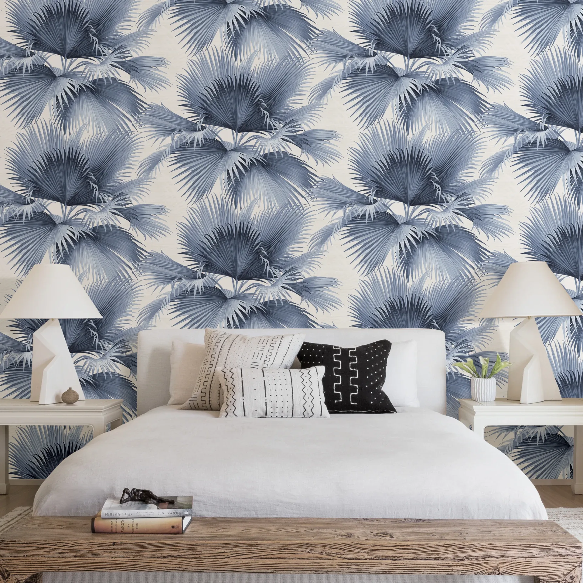 A-Street Prints Summer Palm Blue Tropical Wallpaper - SKU 2927-40102