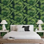 A-Street Prints Summer Palm Dark Green Tropical Wallpaper - SKU 2927-40104
