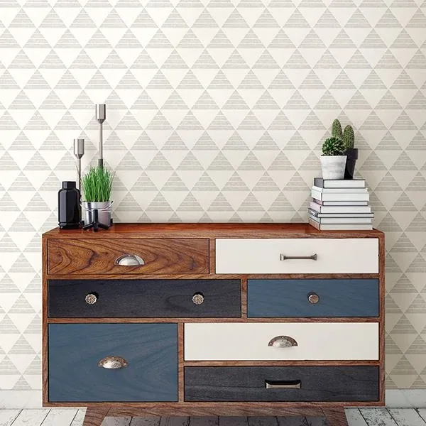 A-Street Prints Summit Light Grey Triangle Wallpaper - SKU 2697-78073