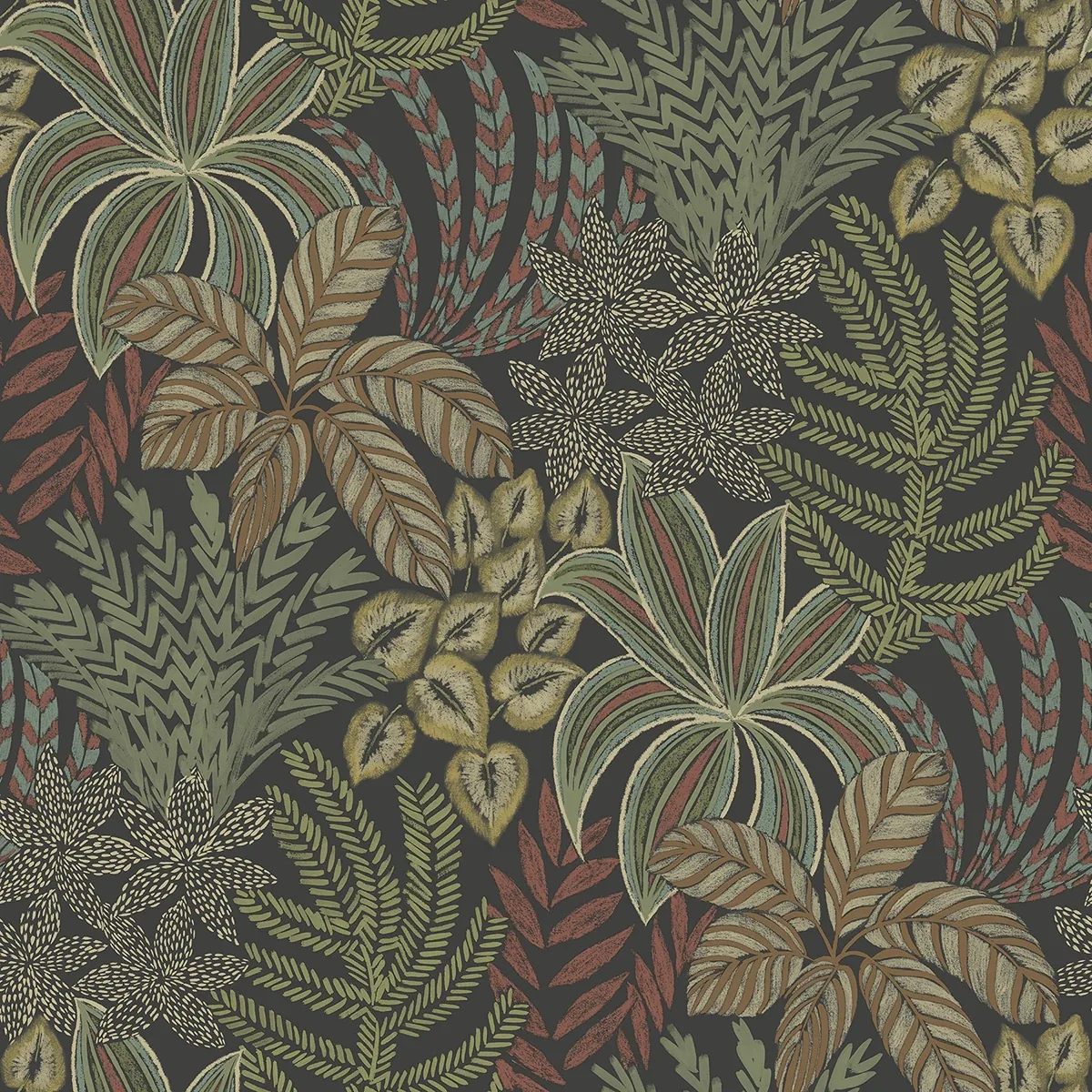 2970-13902 | Sumner Black Woodland Botanical Wallpaper