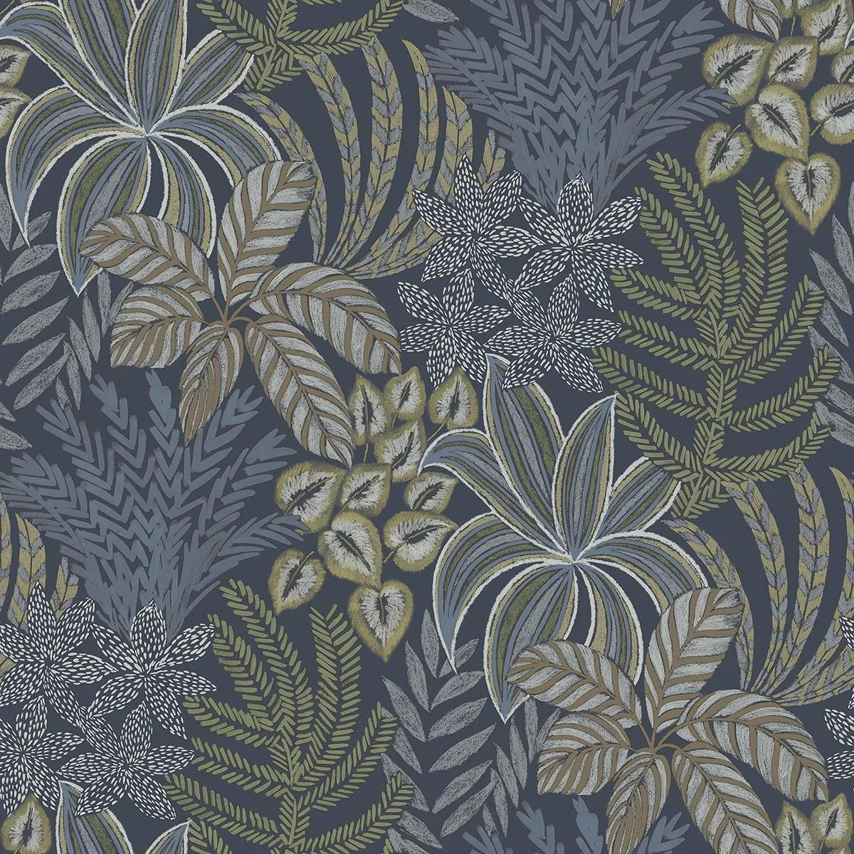 A-Street Prints Sumner Navy Woodland Botanical Wallpaper - SKU 2970-13904