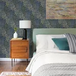 A-Street Prints Sumner Navy Woodland Botanical Wallpaper - SKU 2970-13904