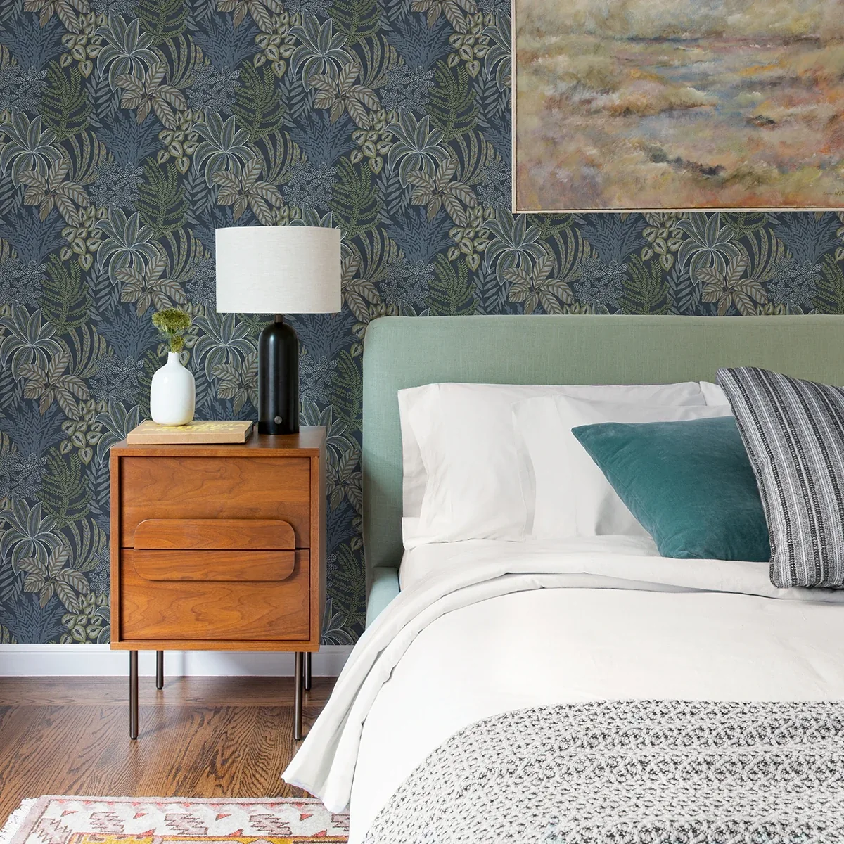 A-Street Prints Sumner Navy Woodland Botanical Wallpaper - SKU 2970-13904
