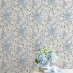 A-Street Prints Sunset Harbor Rose Bella Lina Blue Roses & White Flowers Wallpaper - SKU AST4656