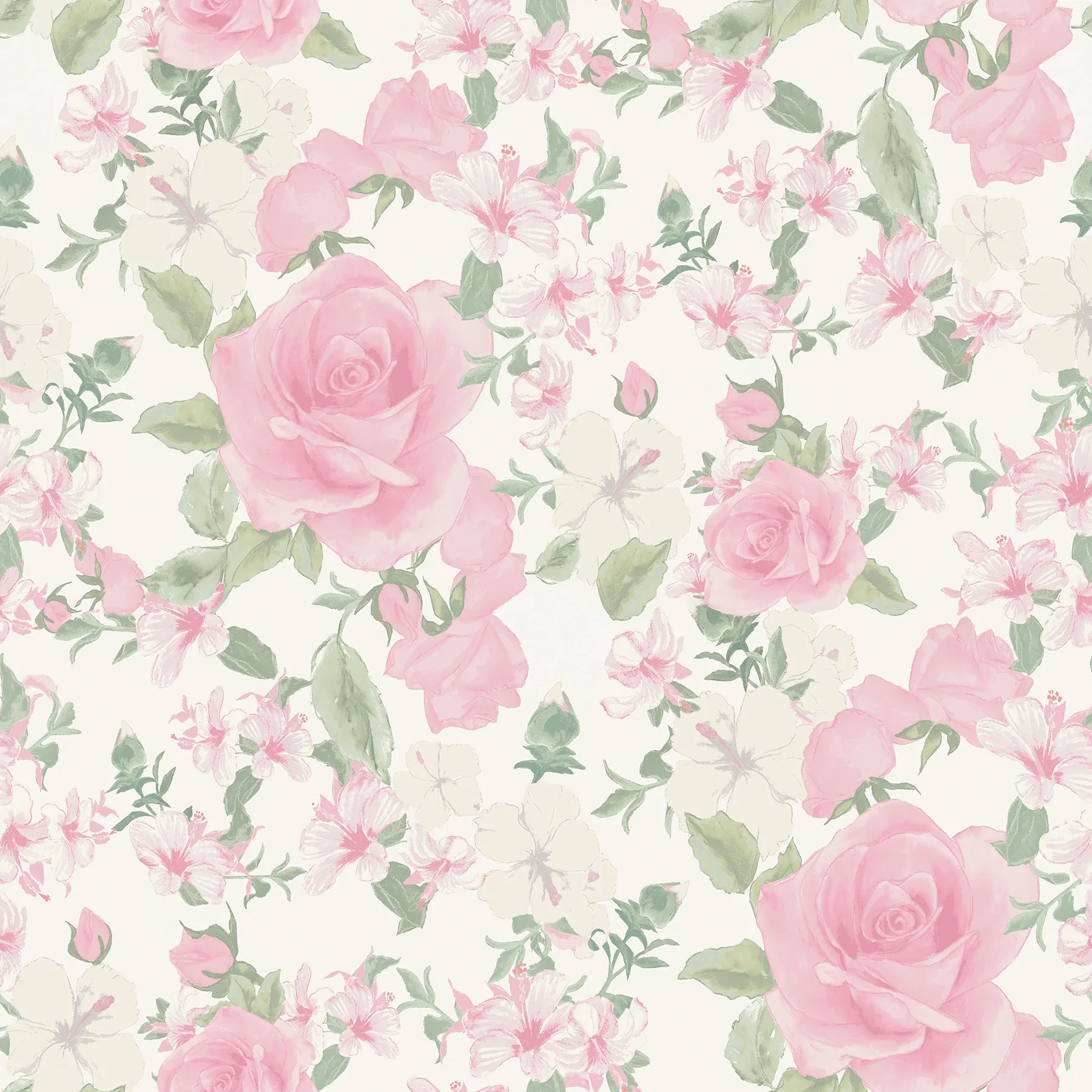A-Street Prints Sunset Harbor Rose Vida Rosa Roses & White Flowers Wallpaper - SKU AST4655