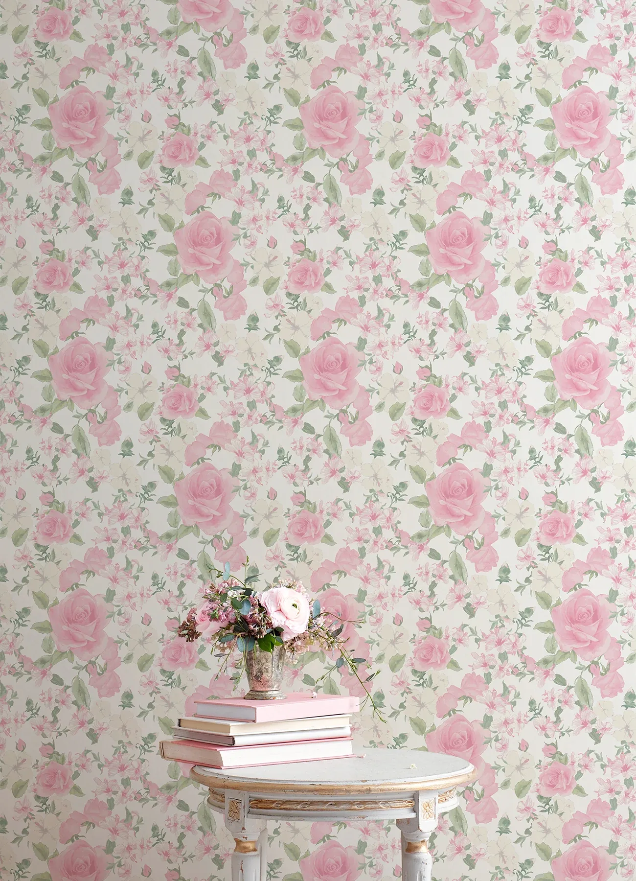 A-Street Prints Sunset Harbor Rose Vida Rosa Roses & White Flowers Wallpaper | Wallpaper Twins A-Street Prints Sunset Harbor Rose Vida Rosa Roses & White Flowers Wallpaper - SKU AST4655