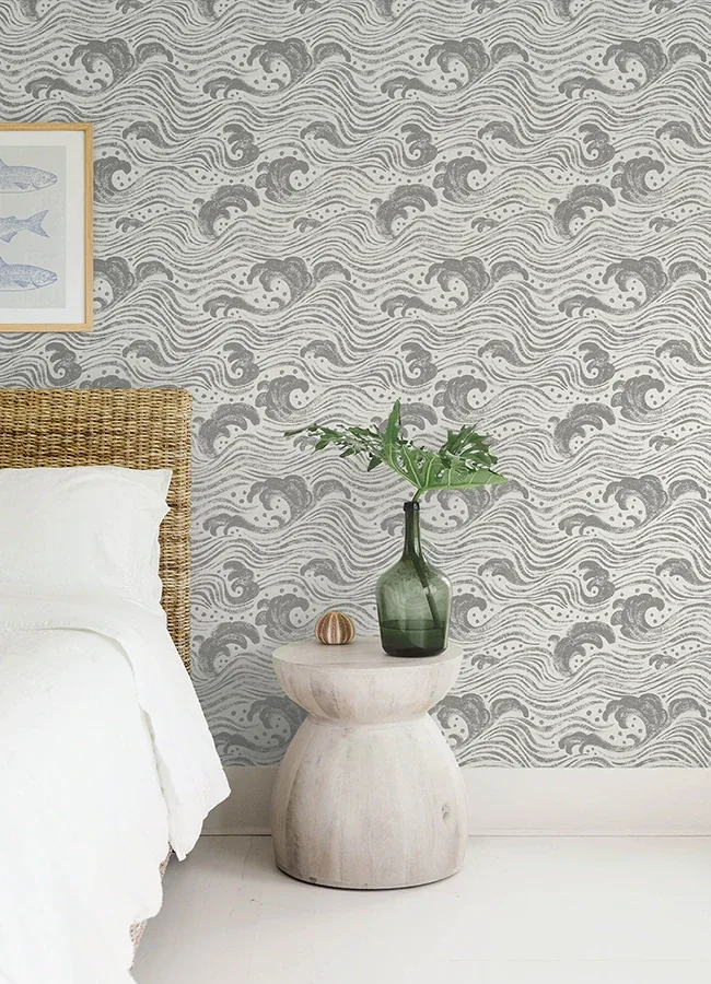 A-Street Prints Swell Charcoal Ocean Wave Wallpaper | Wallpaper Twins A-Street Prints Swell Charcoal Ocean Wave Wallpaper - SKU 4172-27510