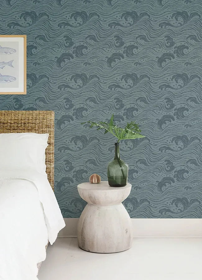 A-Street Prints Swell Teal Ocean Wave Wallpaper - SKU 4172-27511