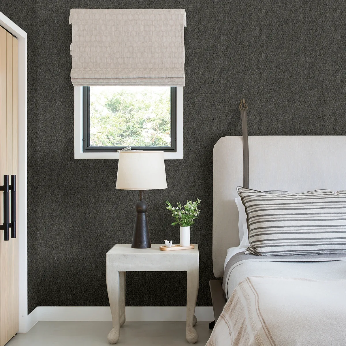 A-Street Prints Sydney Charcoal Faux Linen Wallpaper | Wallpaper Twins A-Street Prints Sydney Charcoal Faux Linen Wallpaper - SKU 2971-86305
