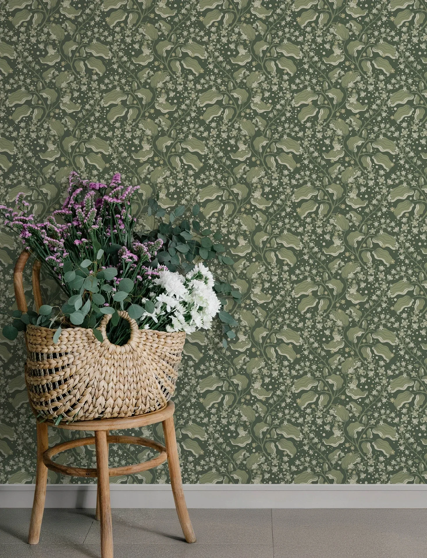 A-Street Prints Syren Evergreen Dainty Floral Wallpaper - SKU 4201-48026