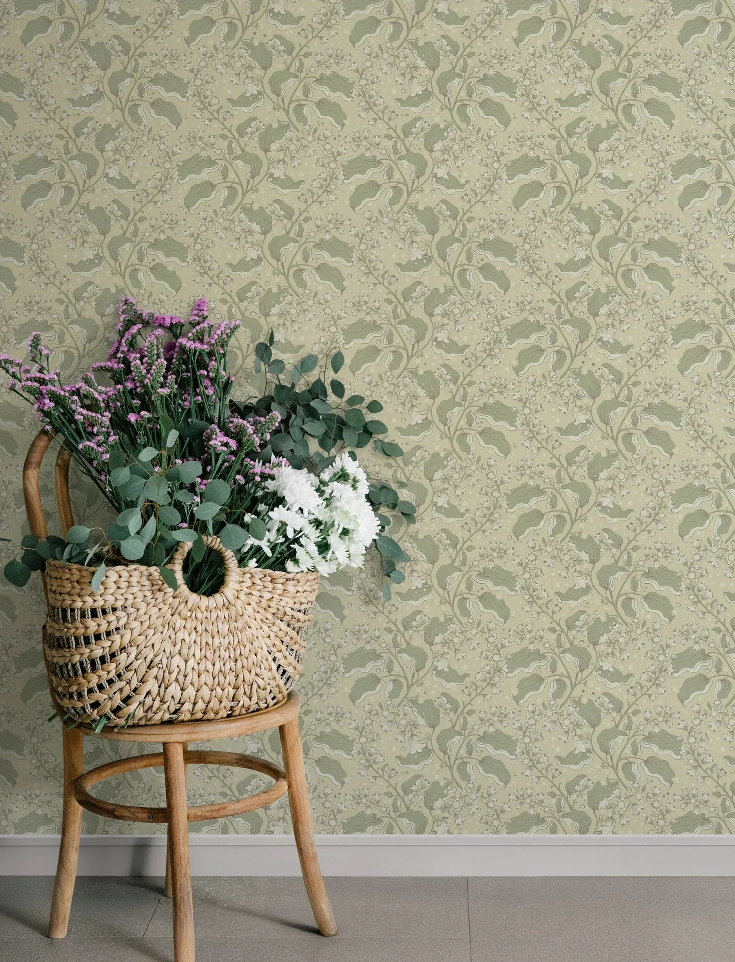 A-Street Prints Syren Light Green Dainty Floral Wallpaper - SKU 4201-48025