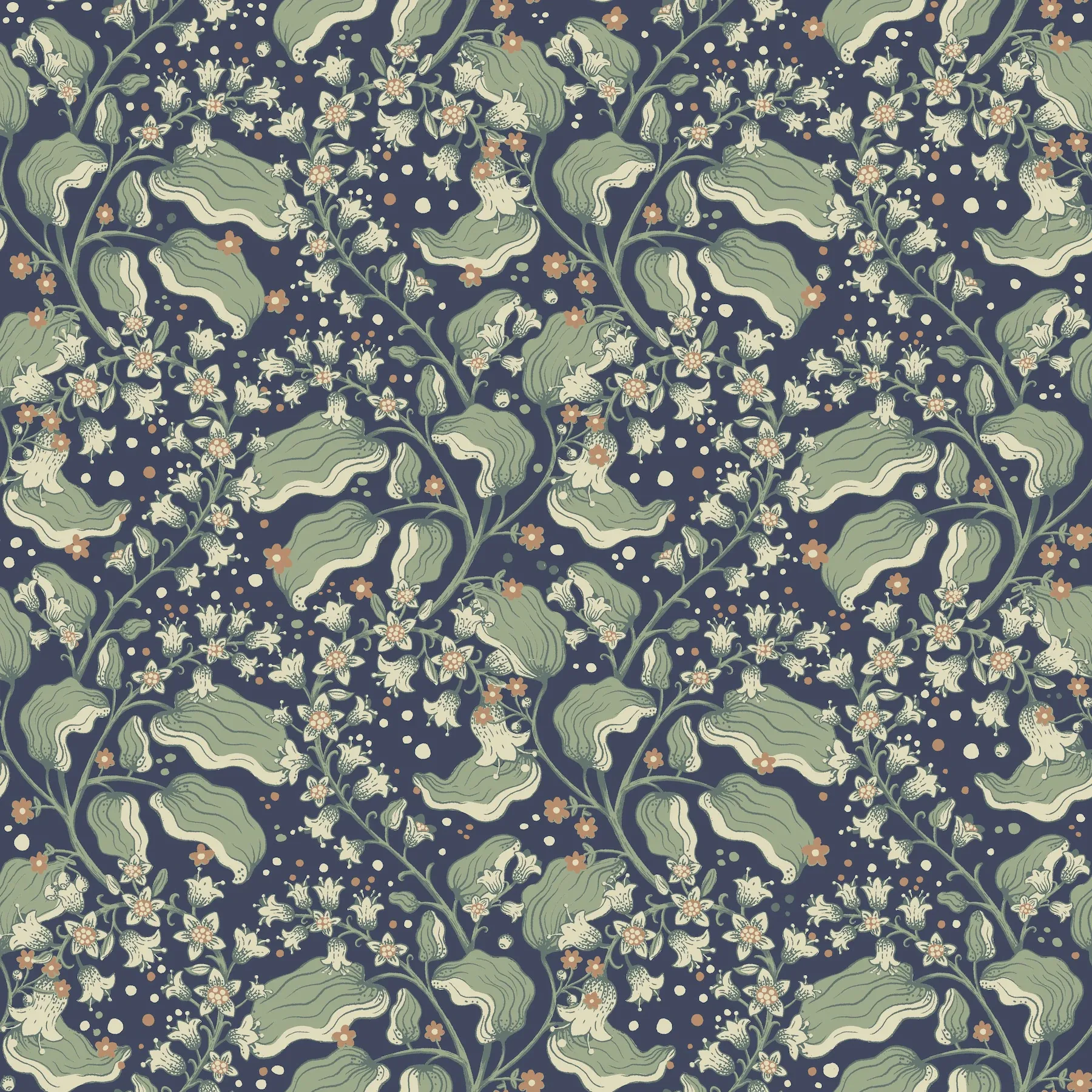 A-Street Prints Syren Navy Dainty Floral Wallpaper - SKU 4201-48027