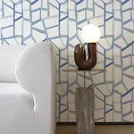 A-Street Prints Tate Blue Geometric Linen Wallpaper - SKU 2903-25849