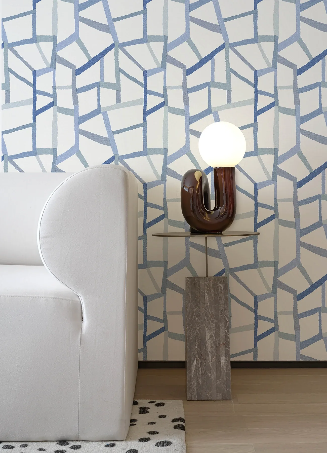 A-Street Prints Tate Blue Geometric Linen Wallpaper - SKU 2903-25849