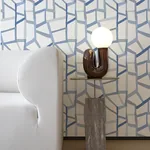 A-Street Prints Tate Blue Geometric Linen Wallpaper - SKU 4135-25849