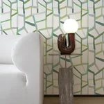A-Street Prints Tate Green Geometric Linen Wallpaper - SKU 2903-25847