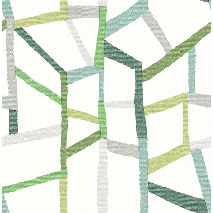 4135-25847 | Tate Green Geometric Linen Wallpaper