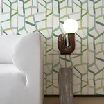 A-Street Prints Tate Green Geometric Linen Wallpaper - SKU 4135-25847