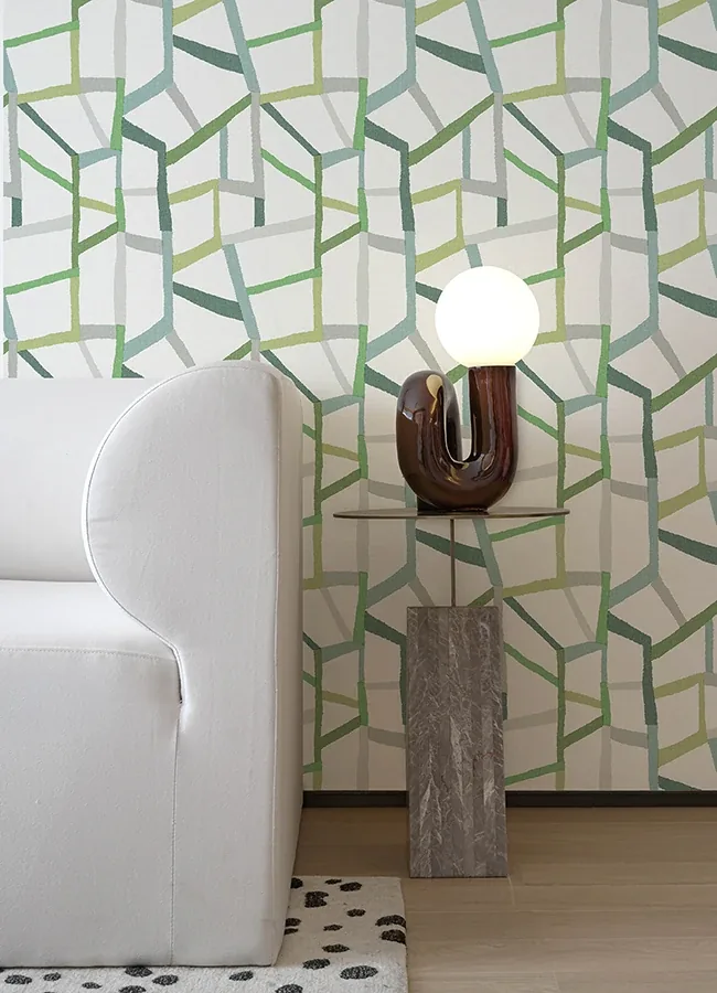 A-Street Prints Tate Green Geometric Linen Wallpaper - SKU 4135-25847