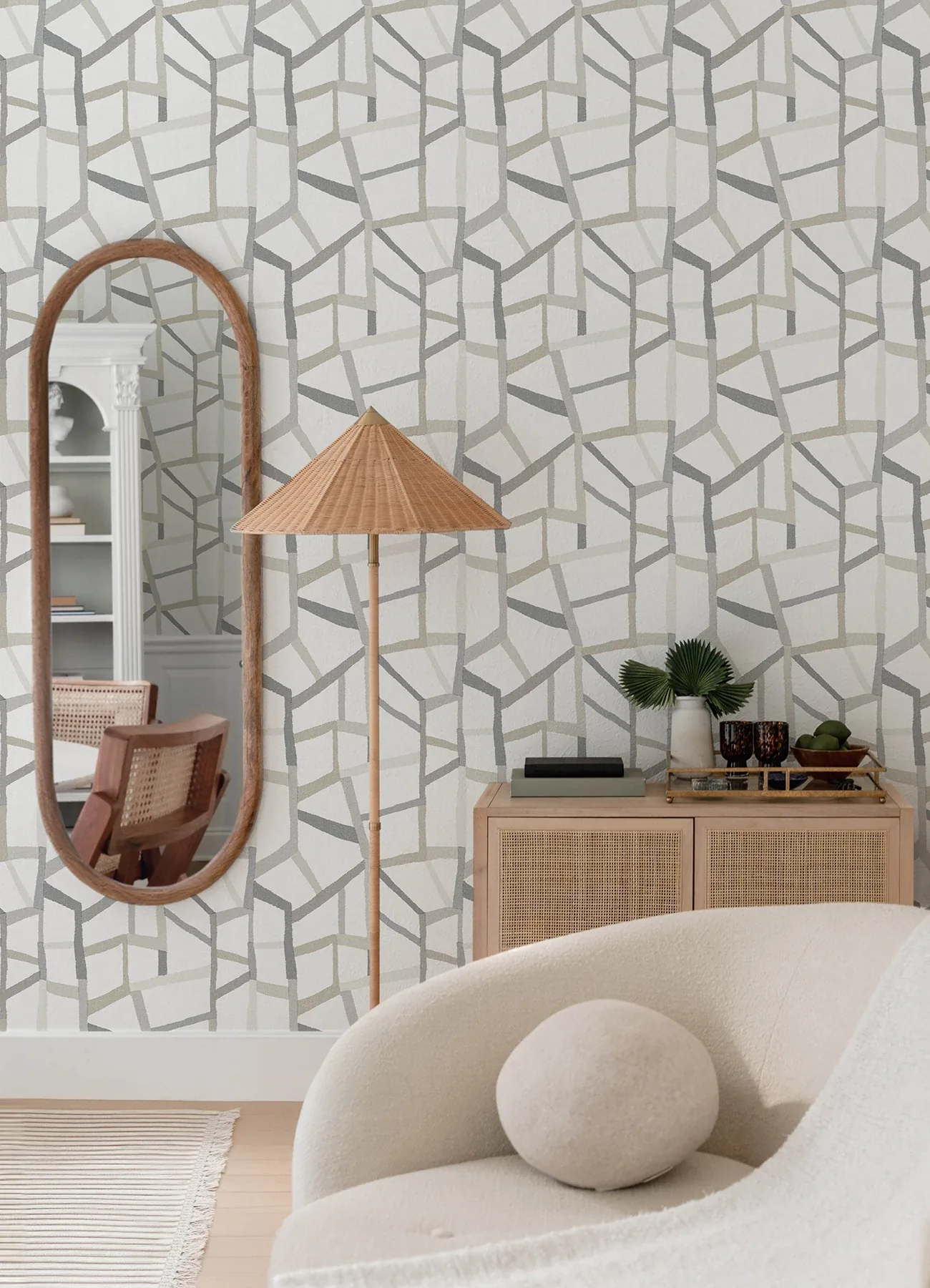 A-Street Prints Tate Grey Geometric Linen Wallpaper - SKU 2903-25848