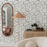 A-Street Prints Tate Grey Geometric Linen Wallpaper - SKU 4135-25848