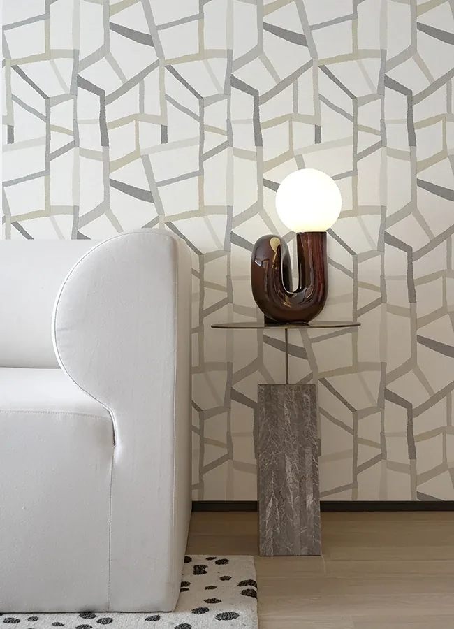 A-Street Prints Tate Grey Geometric Linen Wallpaper - SKU 4135-25848