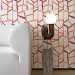 A-Street Prints Tate Pink Geometric Linen Wallpaper - SKU 2903-25846