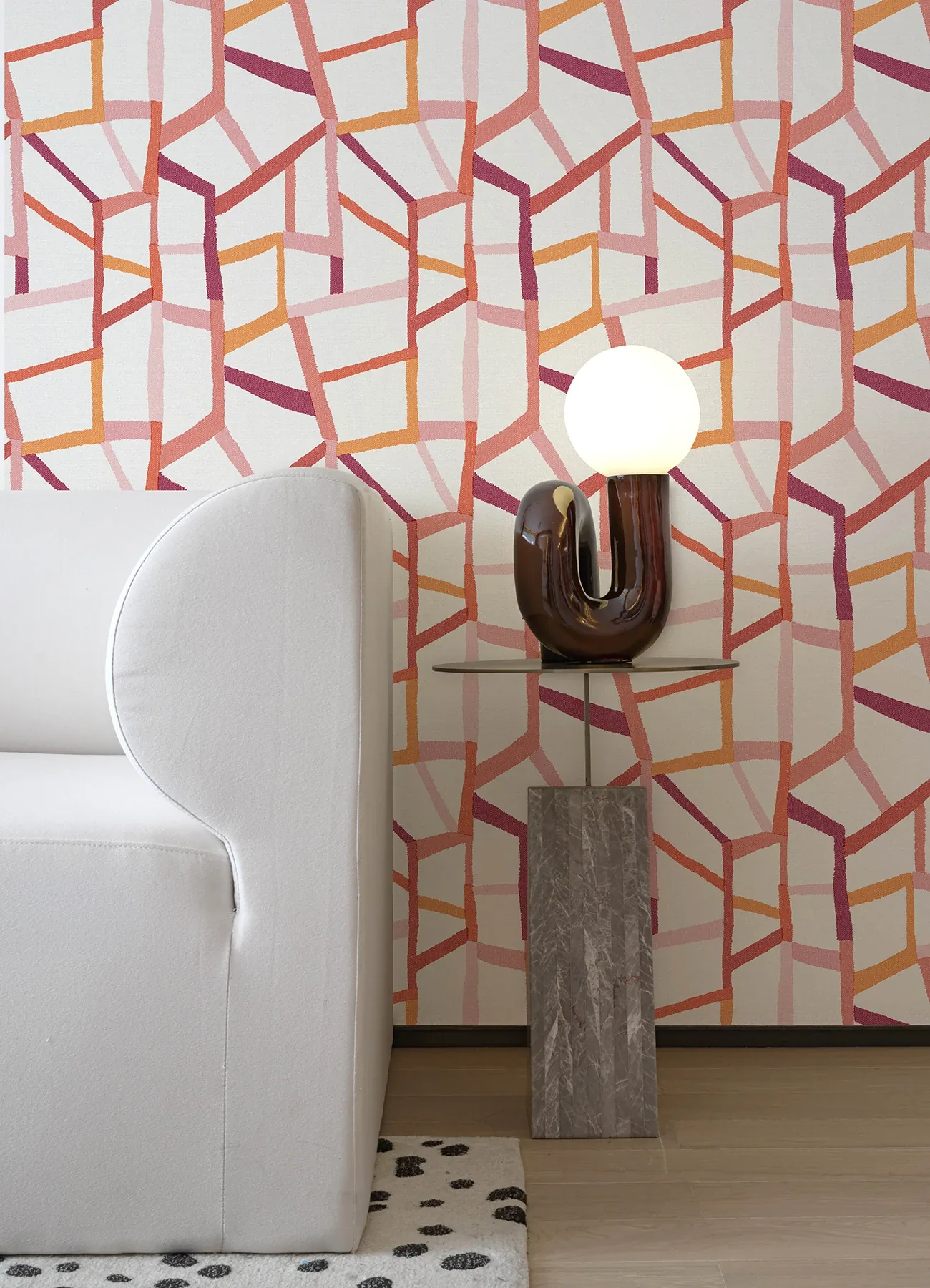 A-Street Prints Tate Pink Geometric Linen Wallpaper - SKU 2903-25846