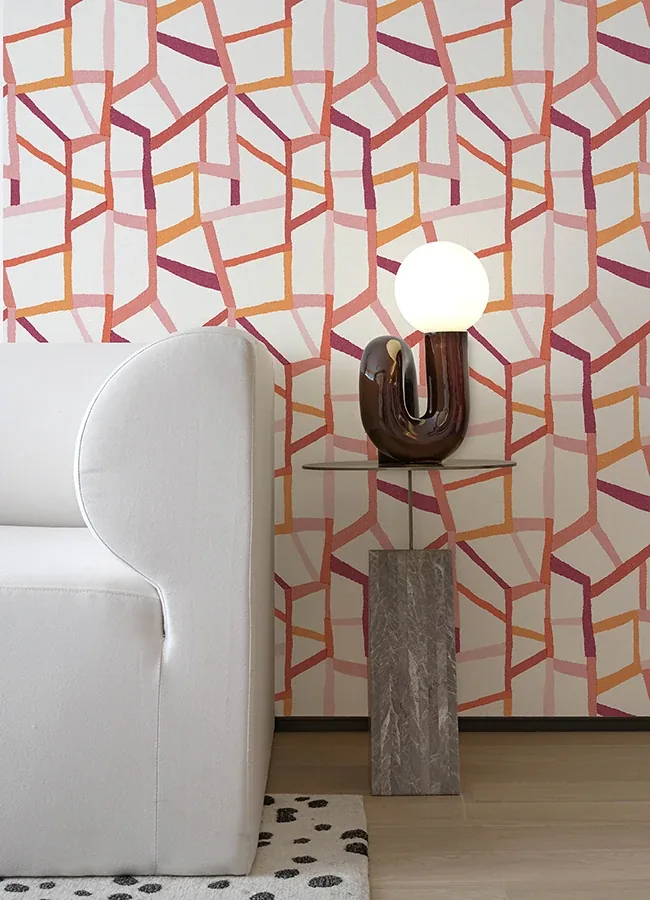 A-Street Prints Tate Pink Geometric Linen Wallpaper - SKU 4135-25846