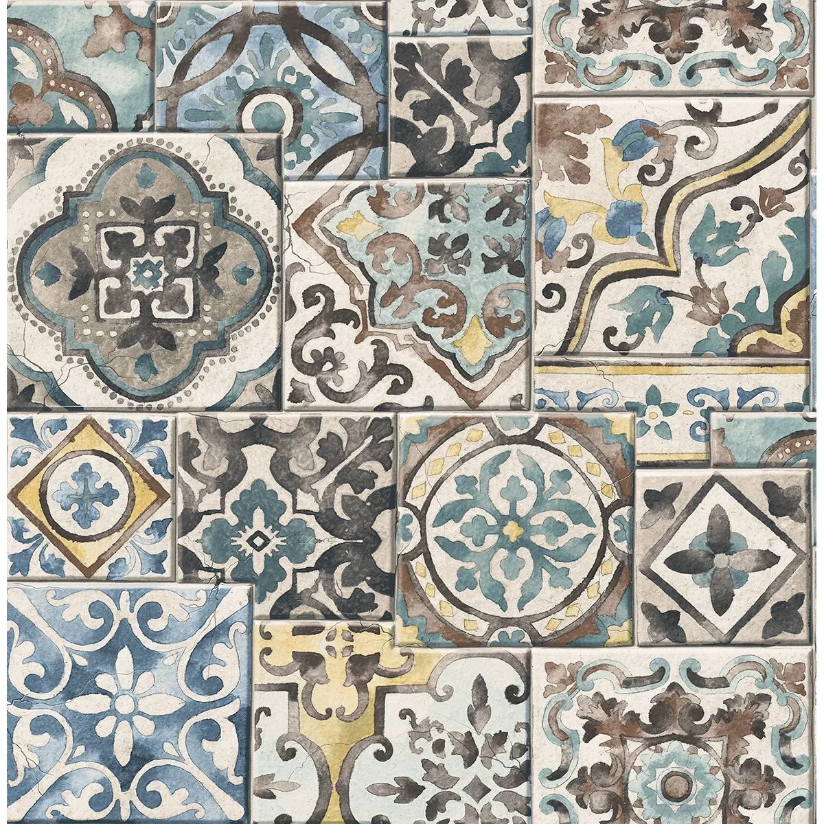 A-Street Prints Teal Marrakesh Tiles Wallpaper - SKU 2701-22315