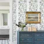 A-Street Prints Teonna Blue Floral Stripe Wallpaper - SKU 4147-27398