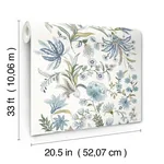 A-Street Prints Teonna Blue Floral Stripe Wallpaper - SKU 4147-27398