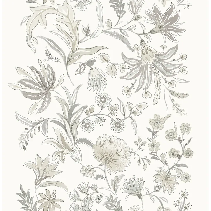 4147-27400 | Teonna Light Grey Floral Stripe Wallpaper