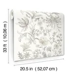 A-Street Prints Teonna Light Grey Floral Stripe Wallpaper - SKU 4147-27400