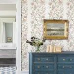 A-Street Prints Teonna Light Pink Floral Stripe Wallpaper - SKU 4147-27399
