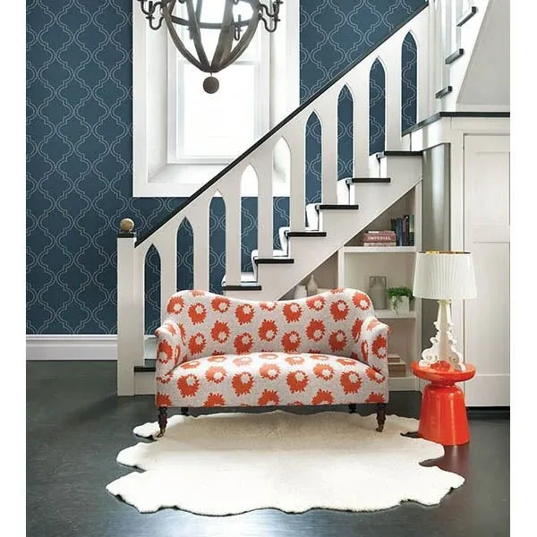 A-Street Prints Tetra Blue Quatrefoil Wallpaper - SKU 2625-21803