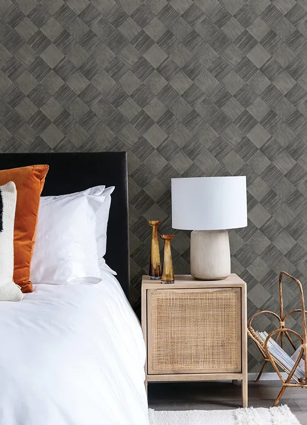 A-Street Prints Thriller Black Wood Tile Wallpaper - SKU 2988-70800